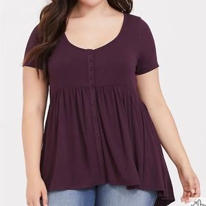 Plus size babydoll super soft button front top size 2